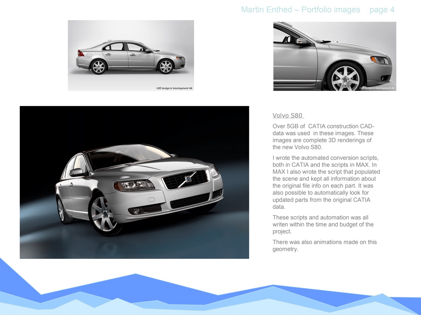 Portfolio page describing the Volvo S80 project