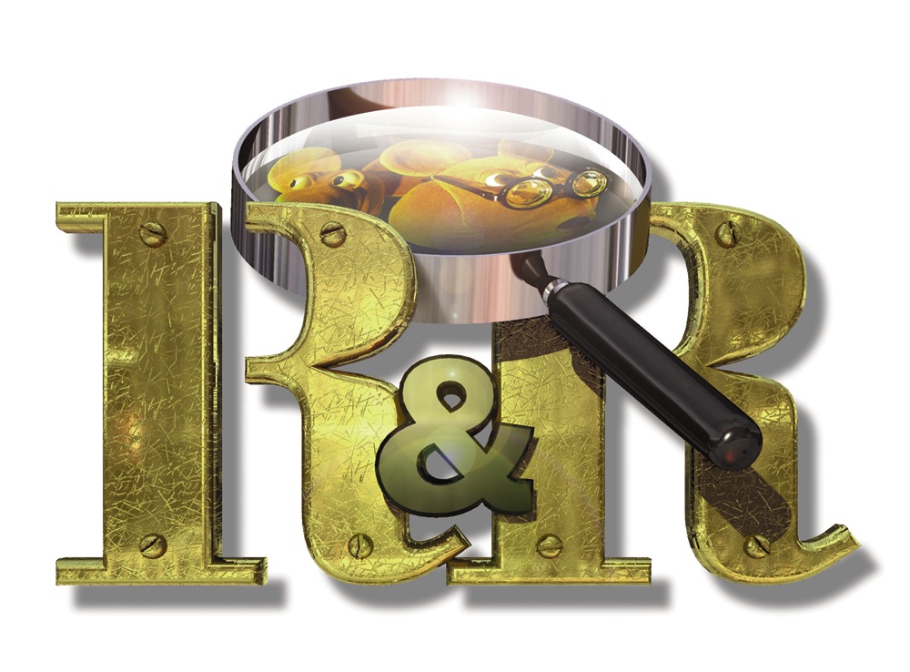 The Rummel och Rabalder logo: gold R and R letters with a magnifying glass